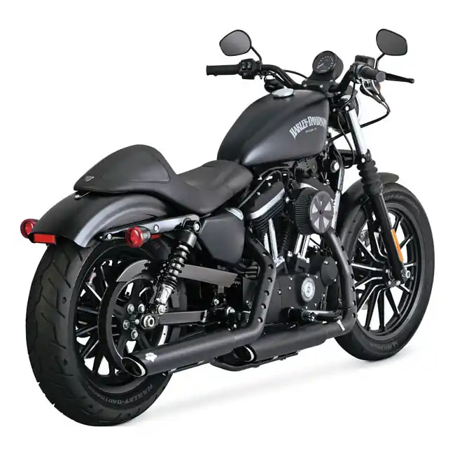 VANCE HINES TWIN SLASH 3" SLIP-ON HD 14-20 Sportster , mustat Nopea Toimitus