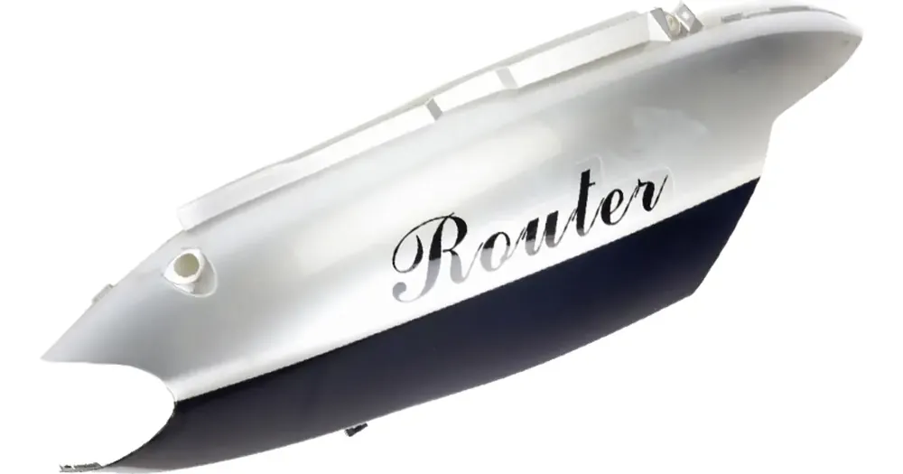 Merkkituote Takakate ylä oikea tummansininen-hopea "Router"