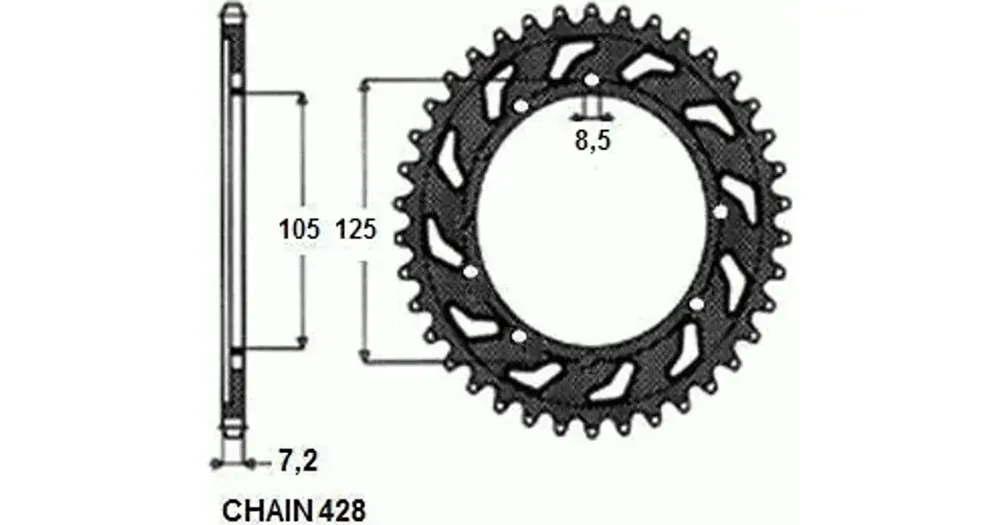 Pikatoimitus Takaratas SUNSTAR SUNR1-2446, 50 hammasta, Yamaha XT125R