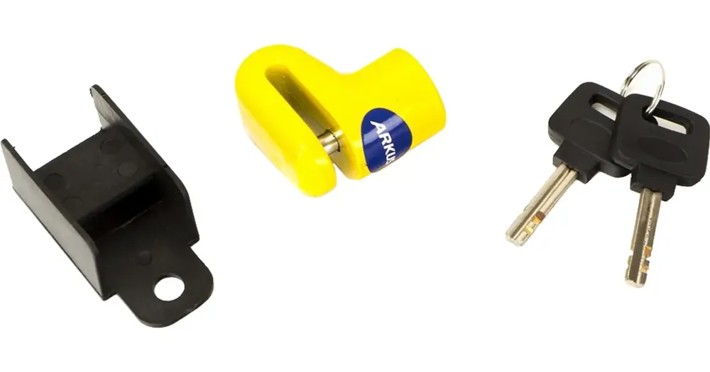 Paras Hinta Levyjarrulukko, 6 mm tappi, keltainen, pidikkeellä, Romet Arkus Mini SL104R