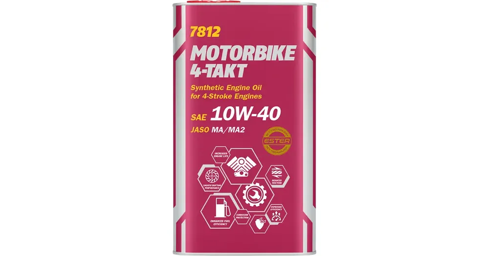 Mannol Motorbike 7812 -moottoriöljy, 4T-puolisynteettinen, 10W40, 4 litraa, metallitölkki Eniten Myyty