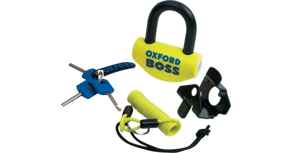 Oxford Boss U-lukko 14mm varashälytinmuistuttimella ja kiinnikkeellä, keltainen Halpa