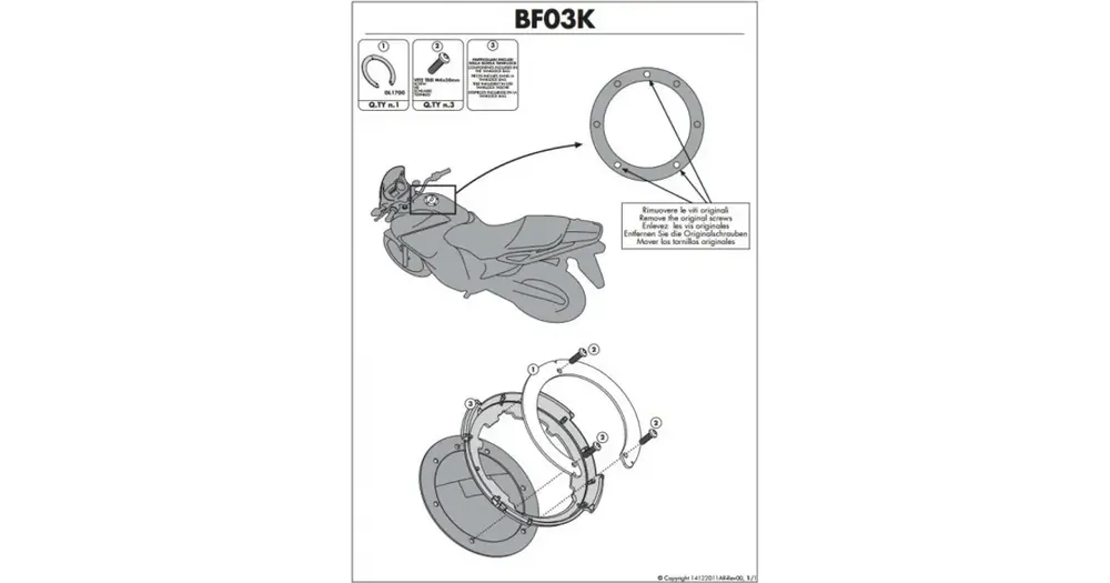 TANKLOCK-kiinnike Kappa Honda CB 1000 R / Honda Hornet 600 / Honda VFR 1200 F Tarjoushinta