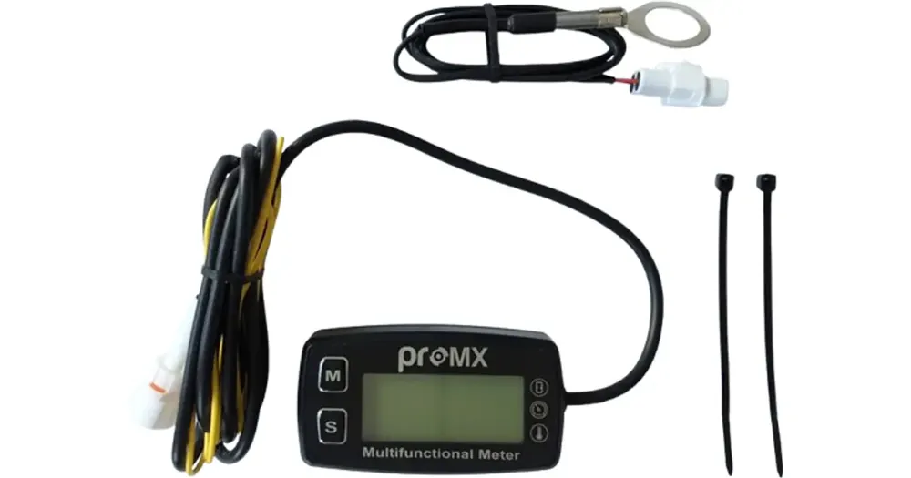 Promx PR11 induktiivinen käyttötuntilaskuri kierroslukumittarilla ja moottorin lämpötilanäytöllä, vedenkestävä Pikatoimitus