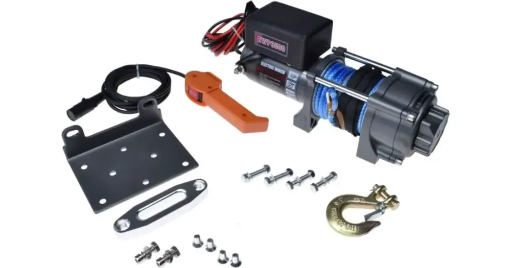 ATV-vinssi, vetokyky 1588 kg, 12 V 1 HP, synteettinen vaijeri 14 metriä 5,4 mm, EWP3500 Eniten Myyty