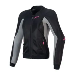 Uutuus Alpinestars STELLA TROOP-AIR Moottoripyörätakki - Harmaa / Vaaleanpunainen