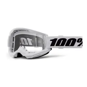 Viikonlopputarjous 100% STRATA 2 Valkoinen - Vaalea 2025 Cross-maski - Valkoinen
