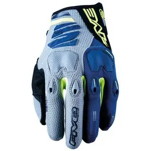 Five E2 GREY FLUO YELLOW / NAVY 2023 Enduro-käsineet - Harmaa / Keltainen Aito