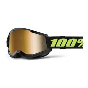100% STRATA 2 Solar Eclipse - Mirror True Gold 2025 Cross-maski - Musta / Keltainen Viimeinen Mahdollisuus
