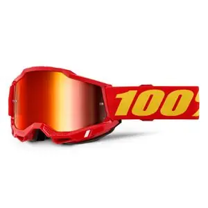 100% ACCURI 2 Punainen - Peili Punainen 2024 Cross-maski - Punainen Flash-Tarjous