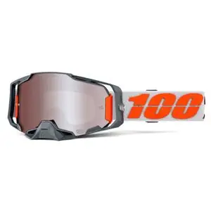 100% ARMEGA HiPER Silver - Ecran Mirror Silver 2025 Cross-maski - Harmaa / Punainen Kampanjahinta