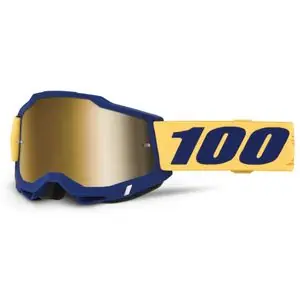 Tehdashinta 100% ACCURI 2 DESOTO- Mirror True Gold 2026 Cross-maski - Sininen / Keltainen