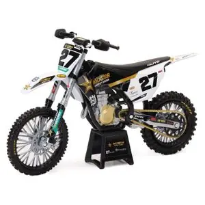 Newray Moto Husqvarna 450 FC Rockstar Malcolm STEWART - Mittakaava 1/12° Miniatyyrikuva - Musta Päivän Tarjous